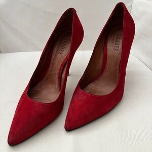 Schutz Red Suede Heels